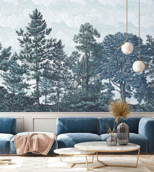 WM-388-03RM - Heaton Park Wallpaper -  Mural - Blue - Woodchip & Magnolia
