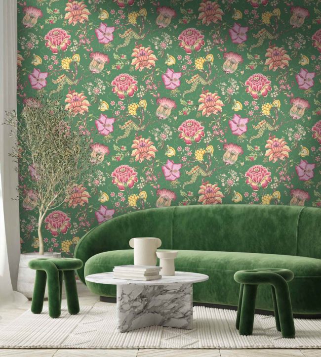 WM-408-04R - Arcadia Wallpaper - Moss - Woodchip & Magnolia
