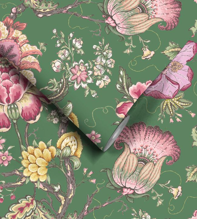WM-408-04R - Arcadia Wallpaper - Moss - Woodchip & Magnolia
