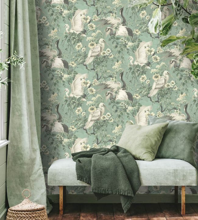 WM-411-02R - Maurice Wallpaper - Green Moss - Woodchip & Magnolia
