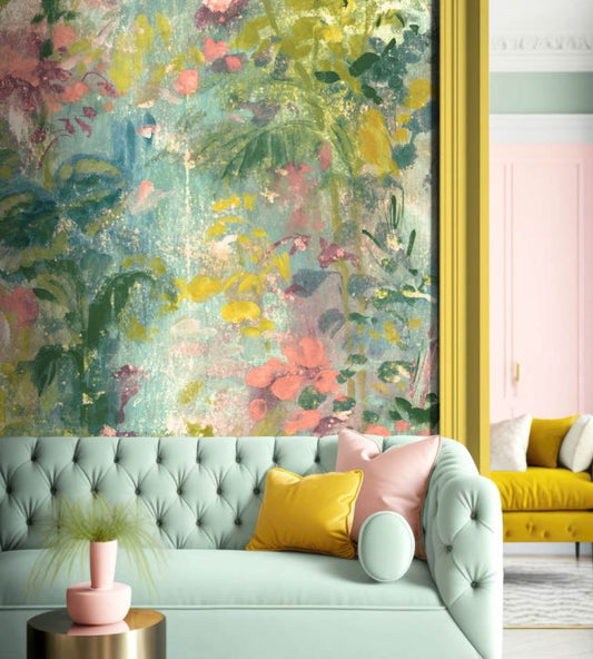 WM-429-01RM - Aquarelle Wallpaper -  Mural - Summer - Woodchip & Magnolia
