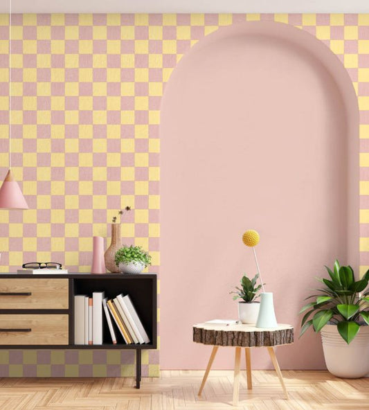 WM-486-01 - Battenberg Wallpaper - Sugar Pink - Woodchip & Magnolia
