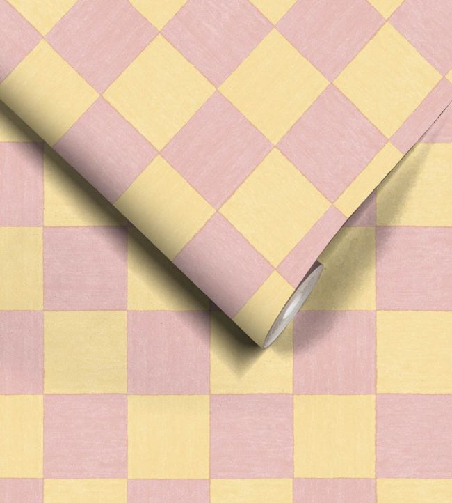 WM-486-01 - Battenberg Wallpaper - Sugar Pink - Woodchip & Magnolia

