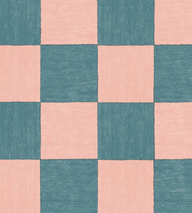 WM-486-02 - Battenberg Wallpaper - Coral Teal - Woodchip & Magnolia
