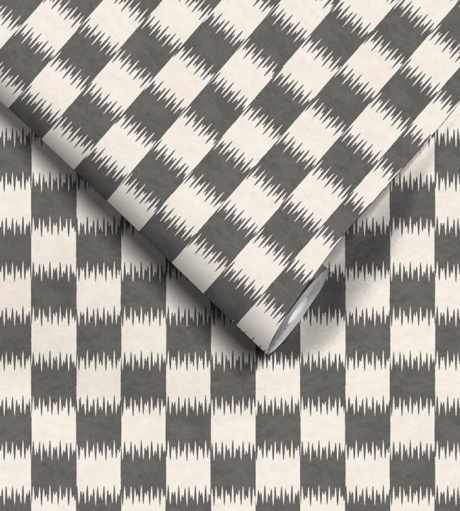 WM-487-05 - Checkmate Wallpaper - Ink - Woodchip & Magnolia
