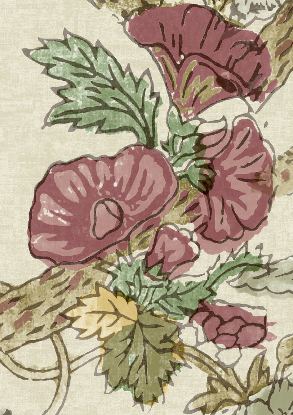 Wild Thing Wallpaper - Red Emerald - Lewis & Wood