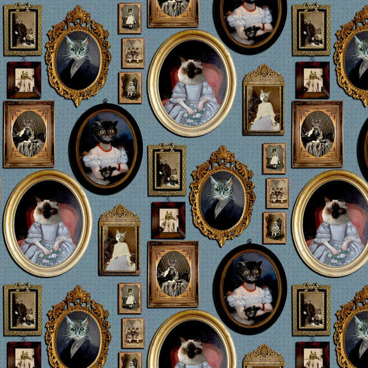 A Cavalcade of Cats Wallpaper - Blue - The Graduate Collection - CC1CATBLUE - Premier Wallcovering