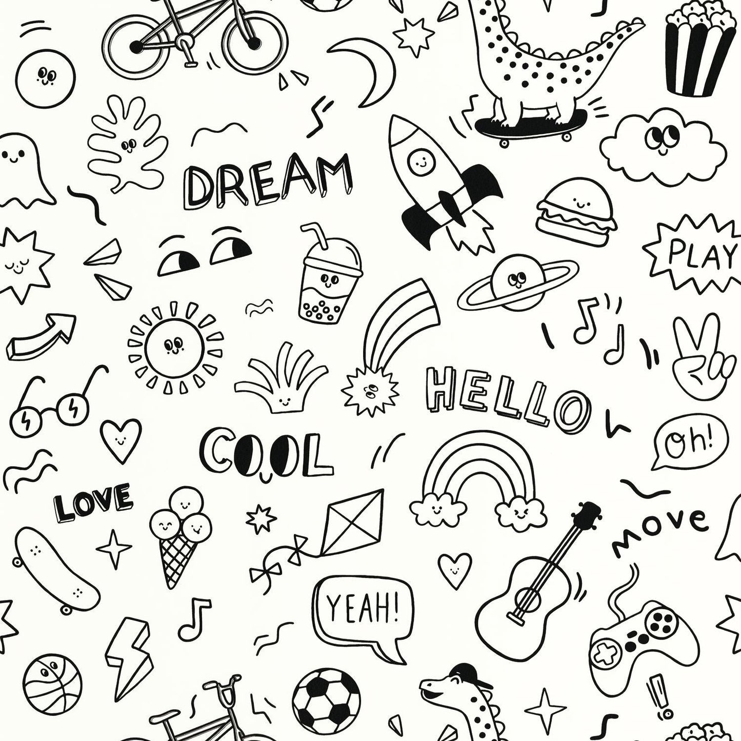 A Vos Crayons Wallpaper - Noir - Caselio - 105829090 - Premier Wallcovering