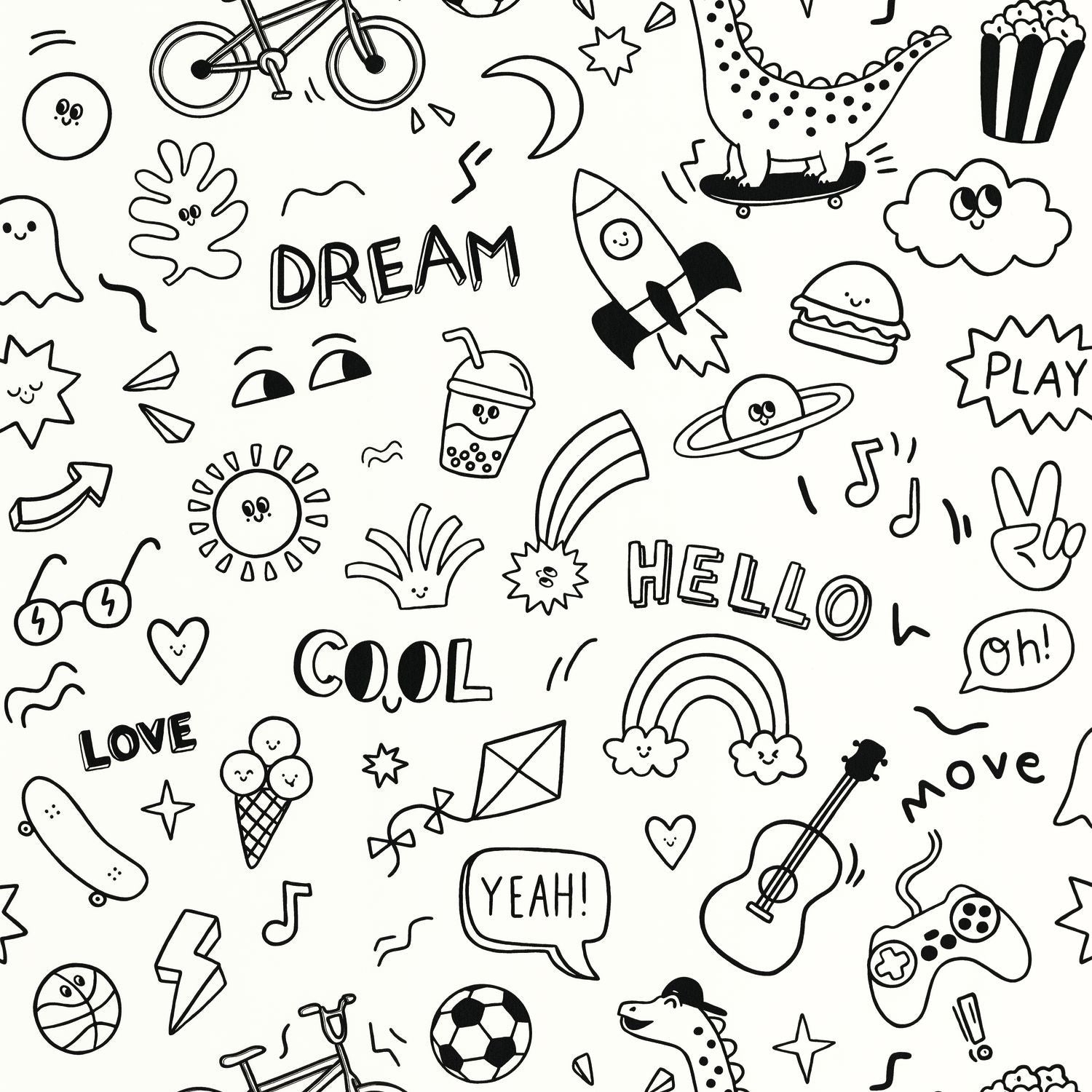 A Vos Crayons Wallpaper - Noir - Caselio - 105829090 - Premier Wallcovering