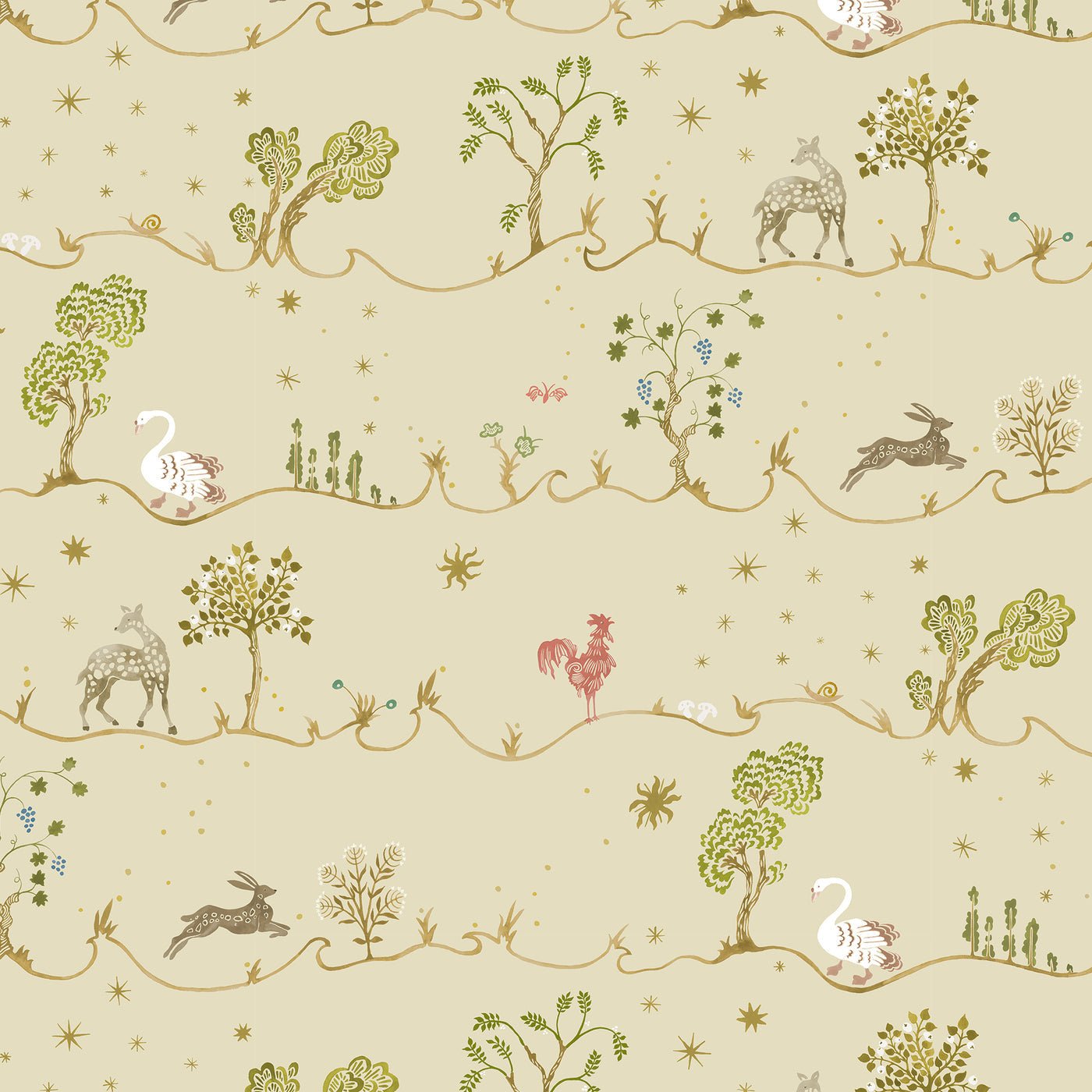 A Wave for Joan Wallpaper - Light Olive - Josephine Munsey - JMW-104111 - Premier Wallcovering