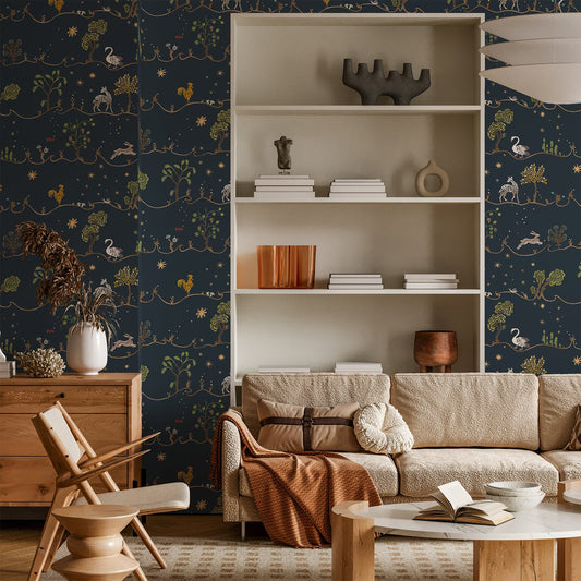 A Wave for Joan Wallpaper - Navy - Josephine Munsey - JMW-104101 - Premier Wallcovering