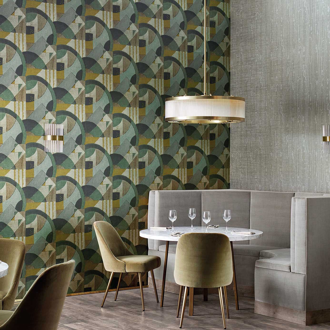 Abstract 1928 Wallpaper - Antique Olivine - Zoffany - ZRHW312887 - Premier Wallcovering