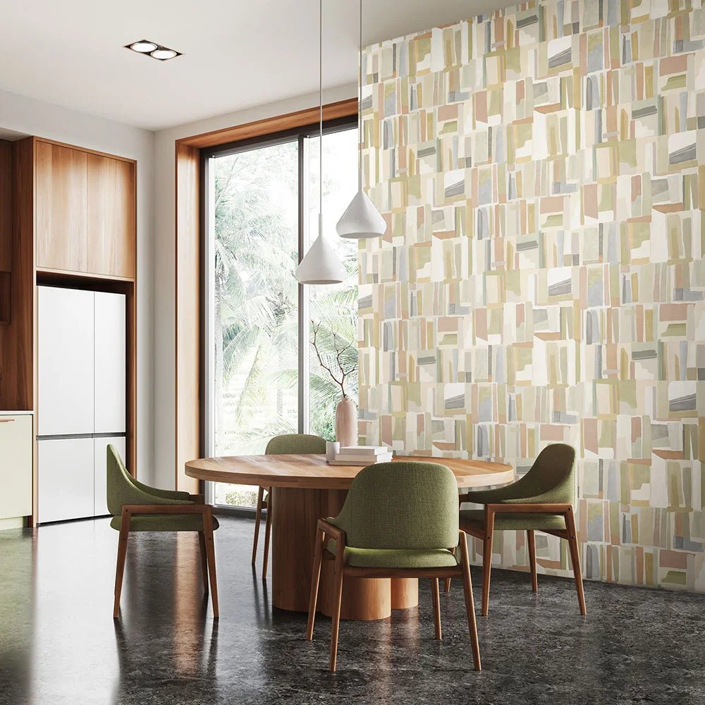 Abstract Cubes Wallpaper - Avocado Mist - Ohpopsi - FRA50123W - Premier Wallcovering