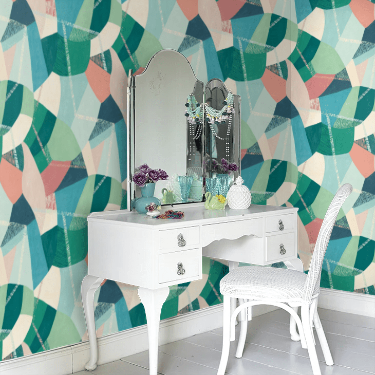 Abstract Geo Wallpaper - Flamingo - Ohpopsi - GRA50107W - Premier Wallcovering