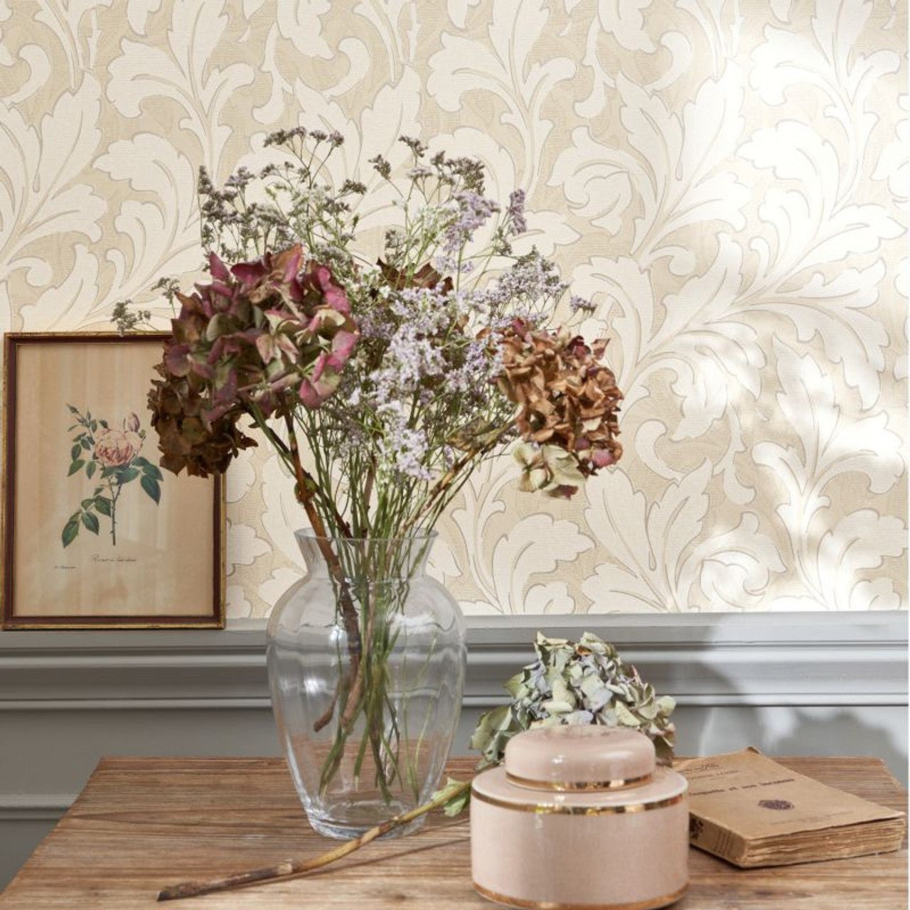 Acanthe Arts and Crafts Wallpaper - Beige Lin - Casadeco - 86361107 - Premier Wallcovering