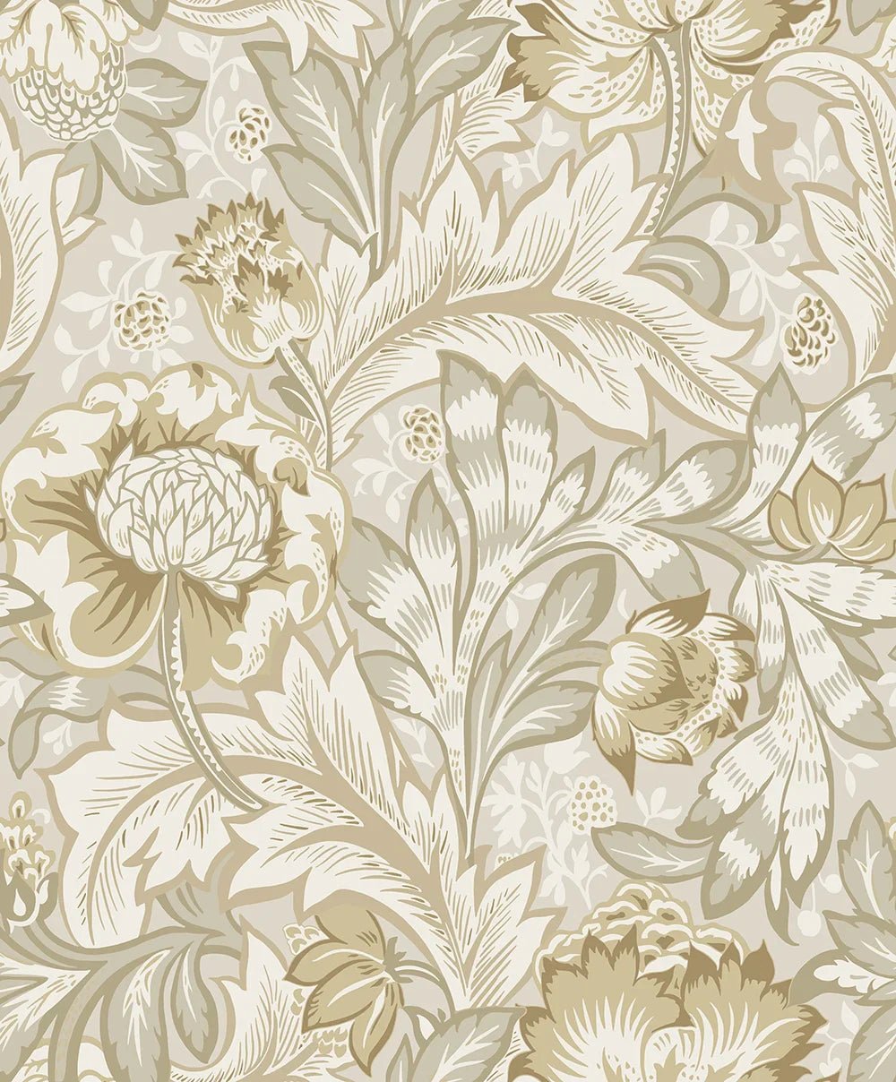 Acanthus Garden Floral Wallpaper - Latte - NextWall - NW60507 - Premier Wallcovering