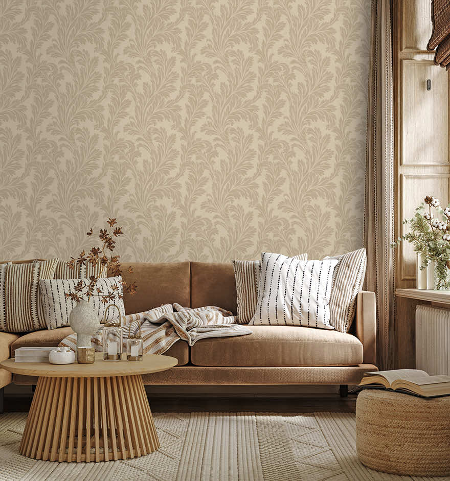 Acanthus Wallpaper - Taupe - Holden Décor - 36432 - Premier Wallcovering
