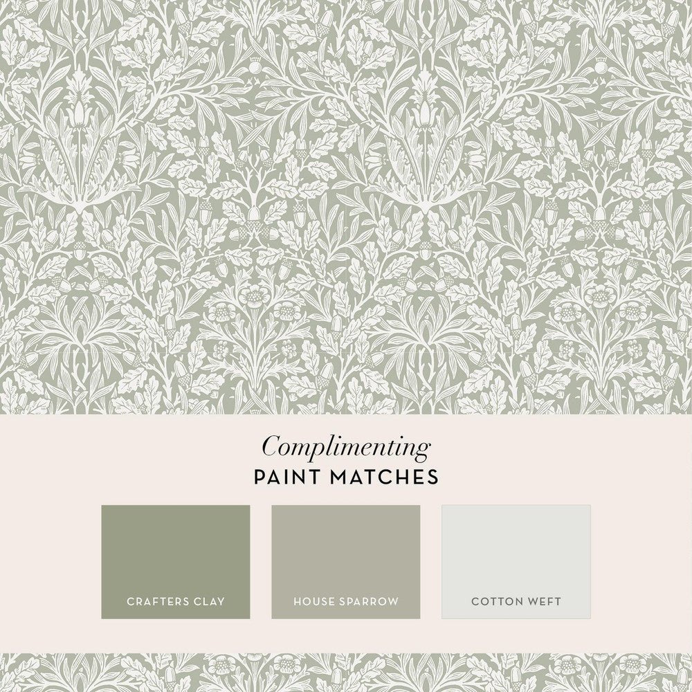 Acorn Wallpaper - Sage - 140492 - William Morris - Premier Wallcovering