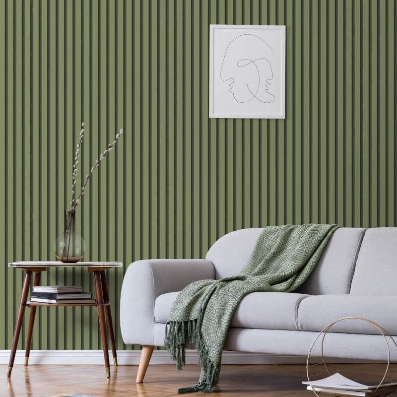 Acoustic Panel Wallpaper - Olive - Fine Décor - FD43289 - Premier Wallcovering