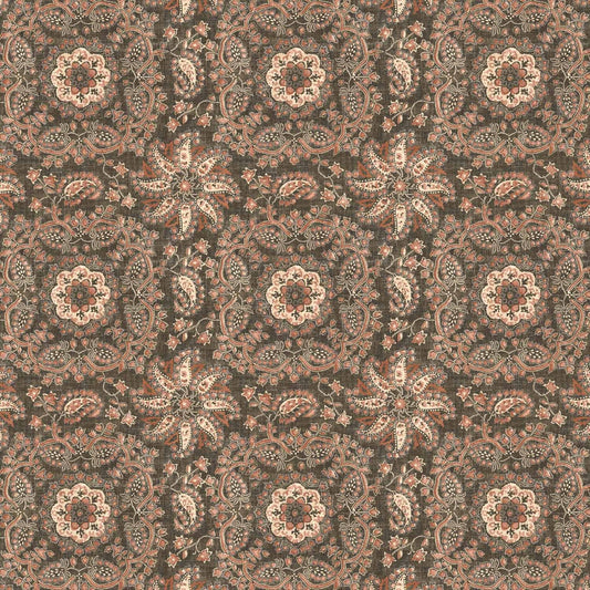 Adaline Wallpaper - Espresso - Warner House - Premier Wallcovering