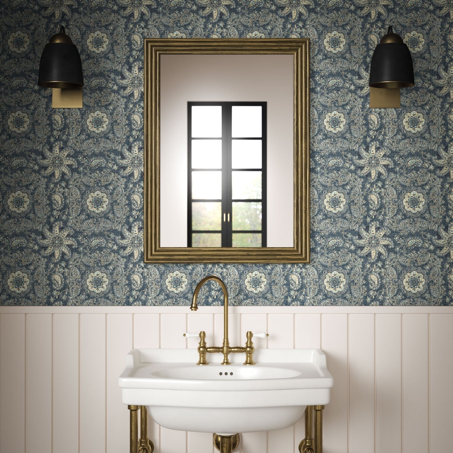 Adaline Wallpaper - Indigo - Warner House - Premier Wallcovering