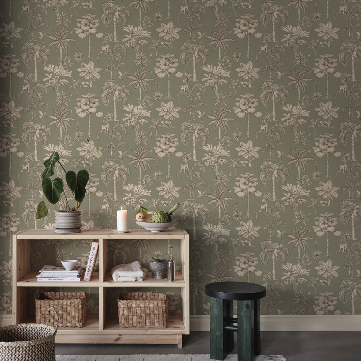 Adele Wallpaper - Green - Sandberg - S10651 - Premier Wallcovering