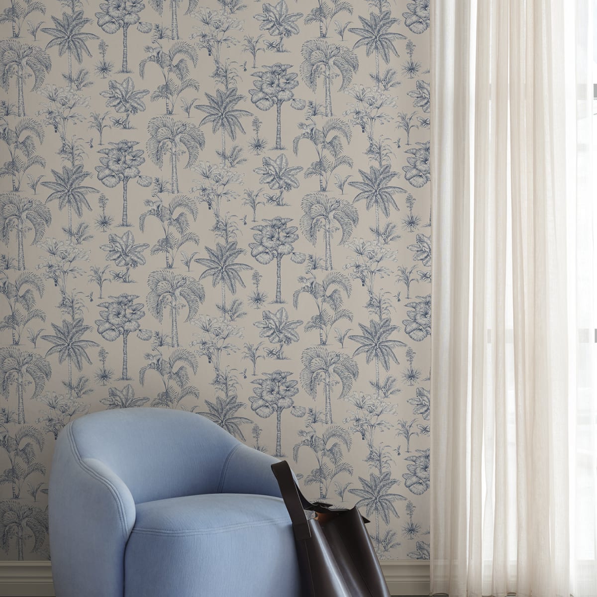 Adele Wallpaper - Blue - Sandberg - S10649 - Premier Wallcovering