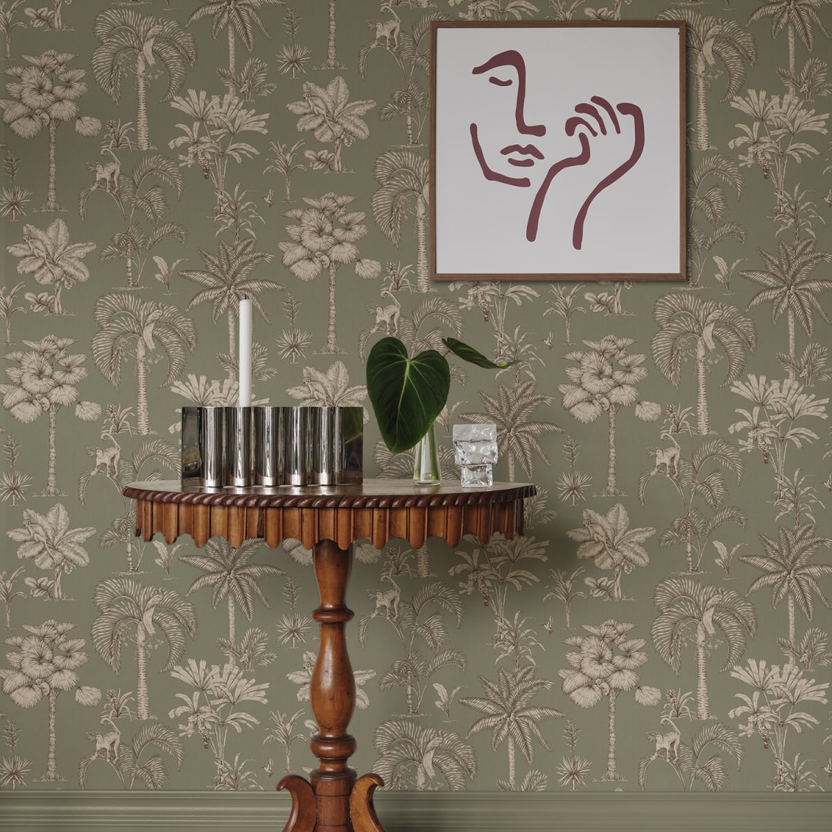 Adele Wallpaper - Green - Sandberg - S10651 - Premier Wallcovering