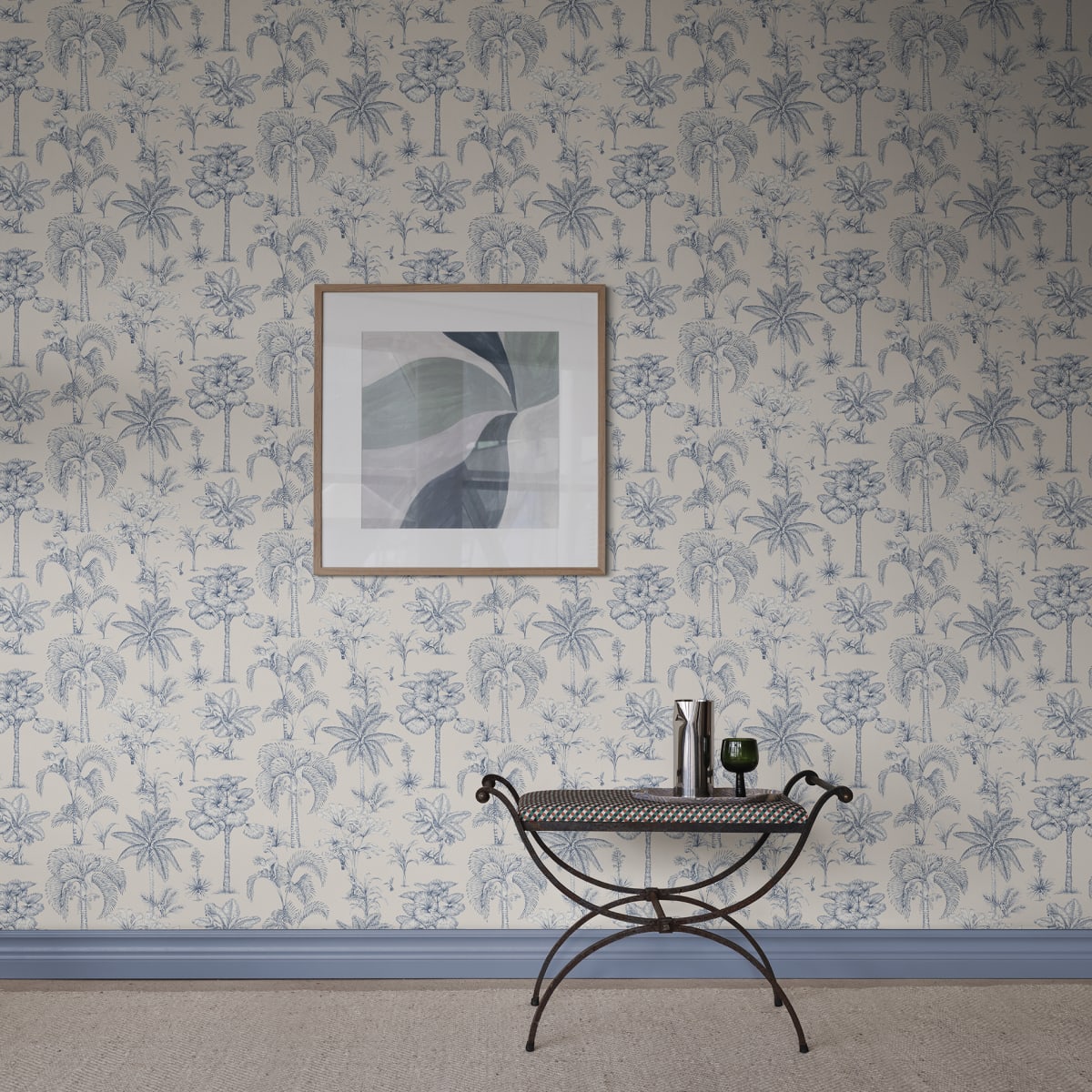 Adele Wallpaper - Blue - Sandberg - S10649 - Premier Wallcovering