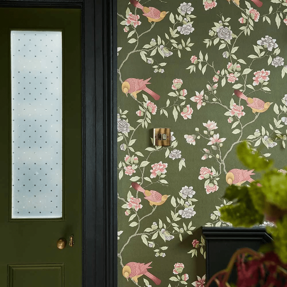 Aderyn Wallpaper - Olive - Little Greene - 0267ADOLIVE - Premier Wallcovering
