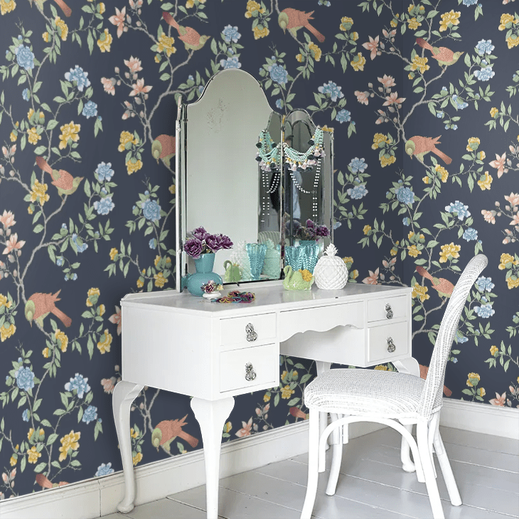 Aderyn Wallpaper - Hicks' Blue - Little Greene - 0267ADHICKS - Premier Wallcovering