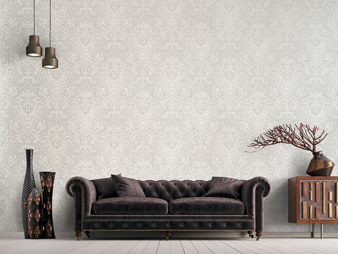 Adonea Aphrodite Wallpaper - Snow/ Silver - Hohenberger - 81195 - Premier Wallcovering
