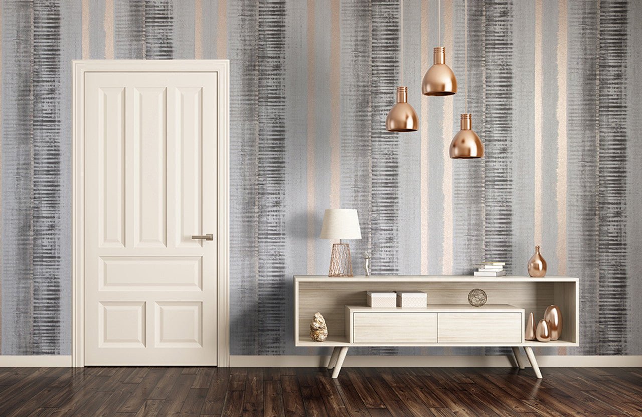 Adonea Hermes Wallpaper - Grey/ Copper - Hohenberger - 64289 - Premier Wallcovering