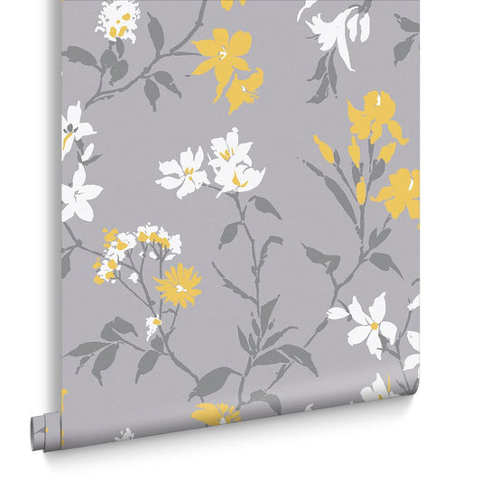 Aeris Wallpaper - Grey Yellow - Graham & Brown - 106418 - Premier Wallcovering