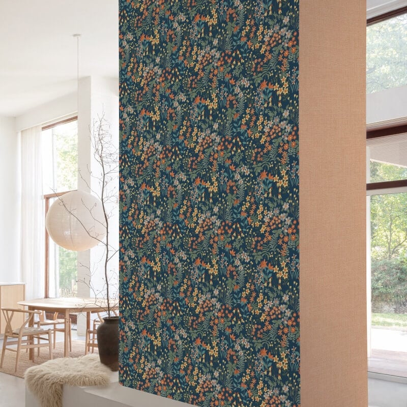 Agnala Floral Wallpaper - Navy Multi - Grandeco - A70903 - Premier Wallcovering
