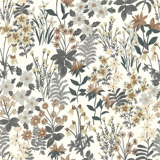 Agnala Floral Wallpaper - Grey - Grandeco - A70901 - Premier Wallcovering