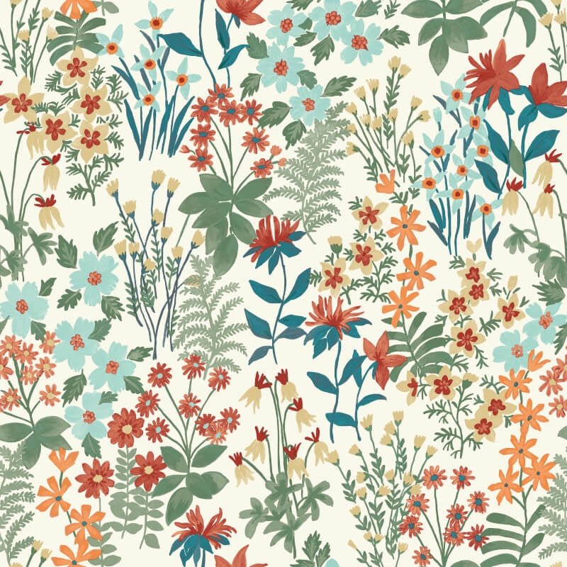 Agnala Floral Wallpaper - Blue Multi - Grandeco - A70902 - Premier Wallcovering