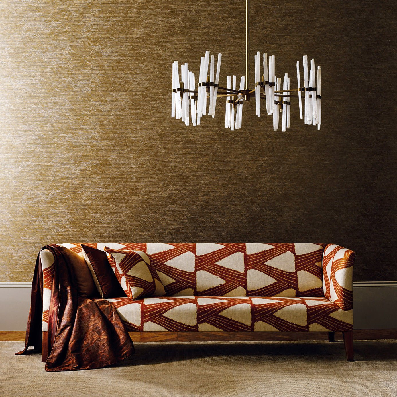 Akaishi Wallpaper - Gold - ZAKA312498 - Zoffany - Premier Wallcovering
