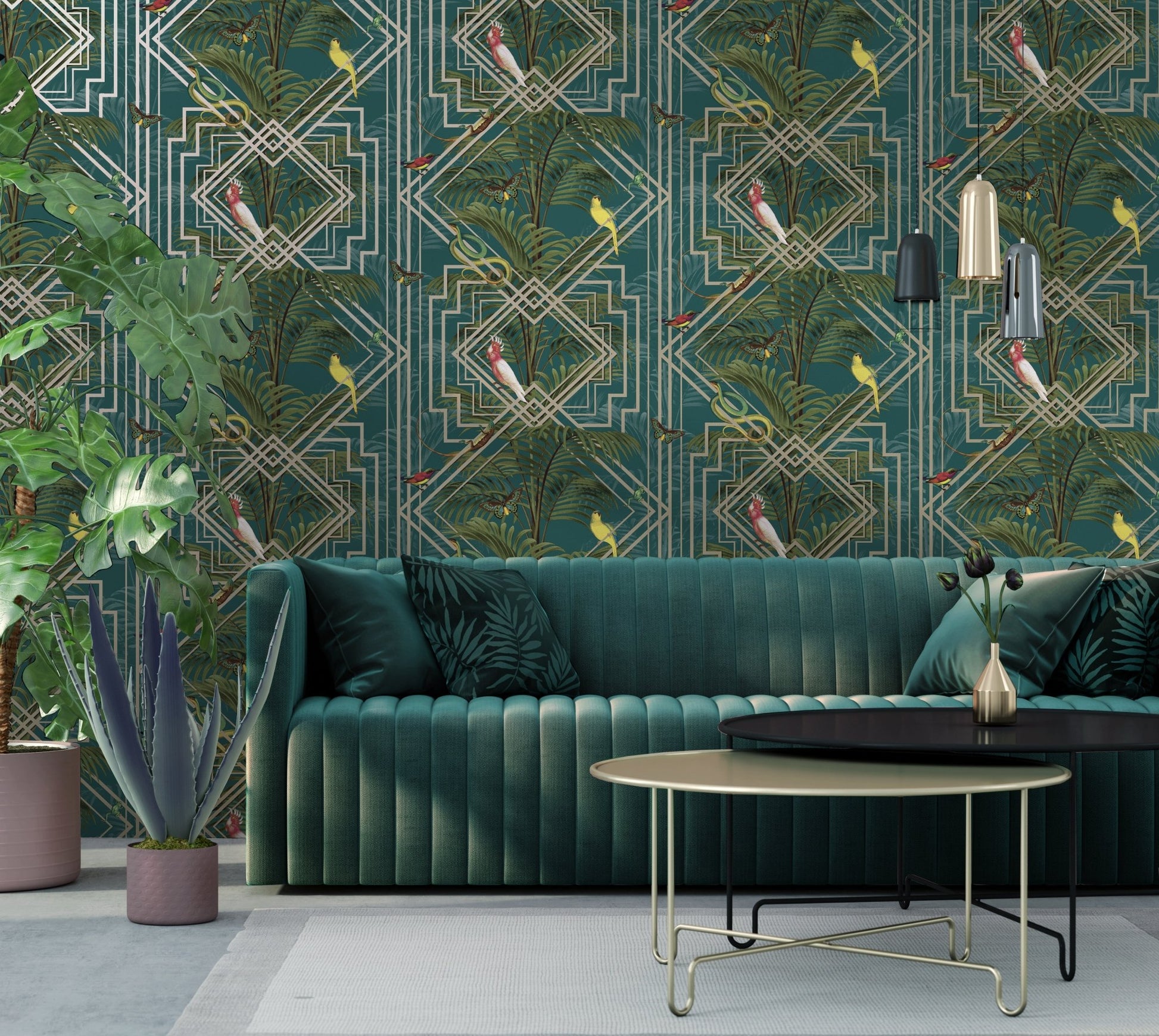 Akello Wallpaper - Turquoise - Holden Décor - 91460 - Premier Wallcovering
