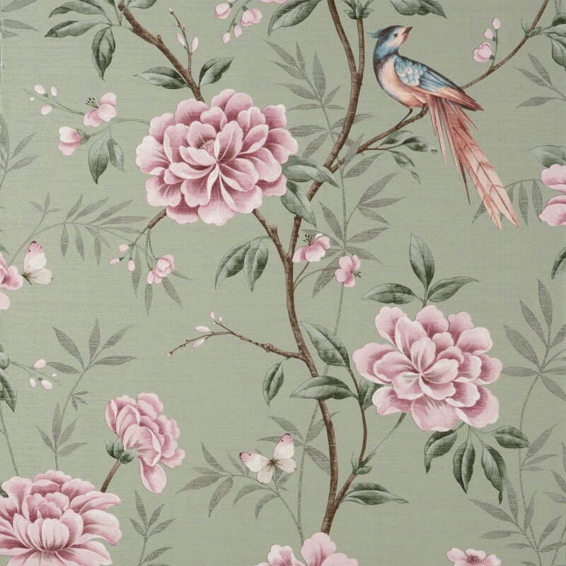 Akina Floral Wallpaper - Sage - Crown - M1724 - Premier Wallcovering