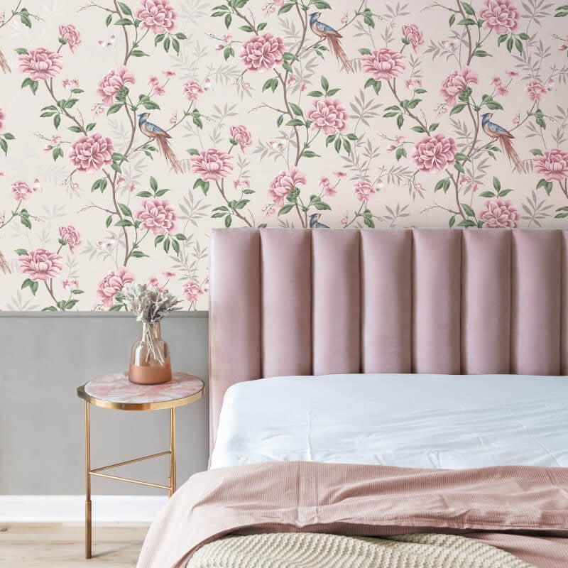 Akina Floral Wallpaper - Natural - Crown - M1725 - Premier Wallcovering