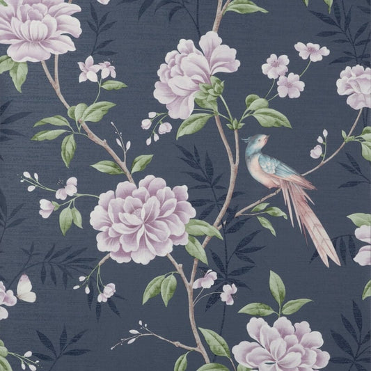 Akina Floral Wallpaper - Navy - Crown - M1723 - Premier Wallcovering