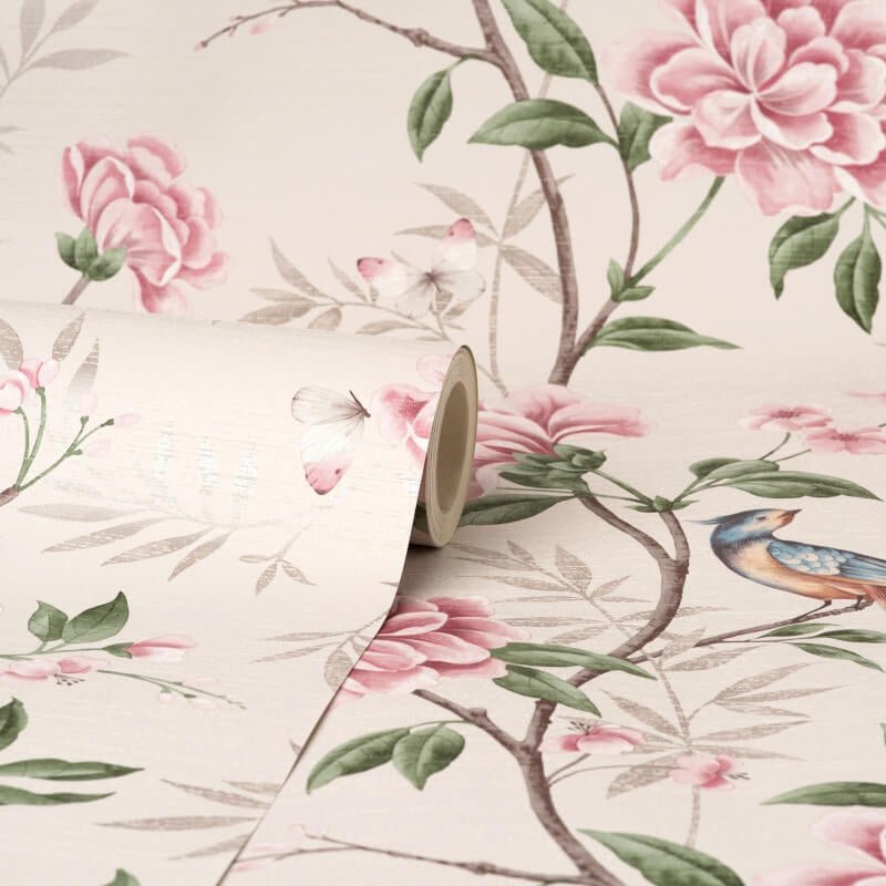 Akina Floral Wallpaper - Natural - Crown - M1725 - Premier Wallcovering