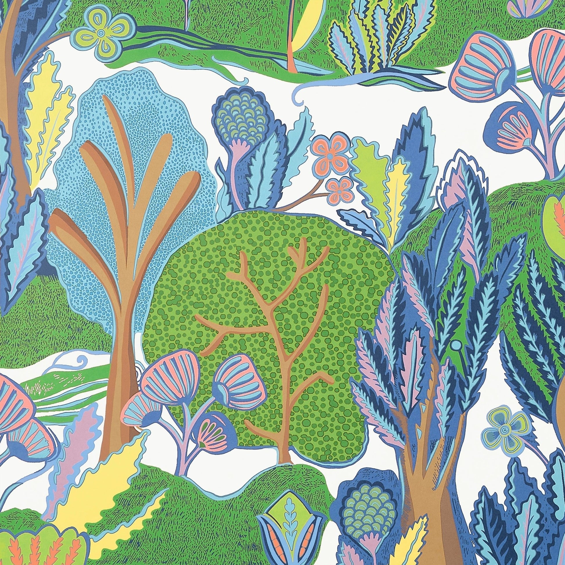 Albero Wallpaper - Green & Blue - Thibaut - T45009 - Premier Wallcovering