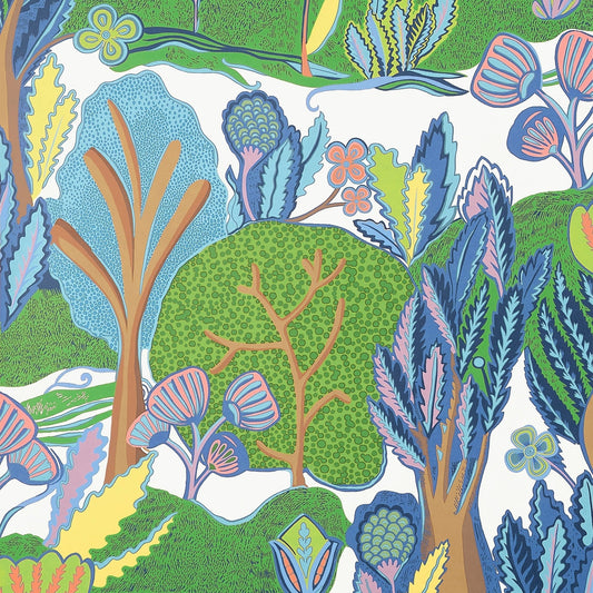 Albero Wallpaper - Green & Blue - Thibaut - T45009 - Premier Wallcovering