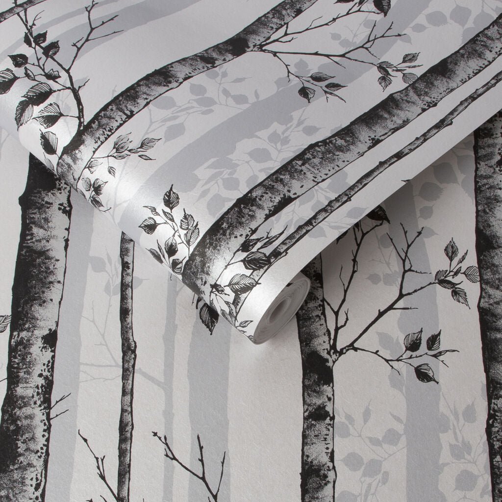 Albero Wallpaper - Black & White - Graham & Brown - 106424 - Premier Wallcovering