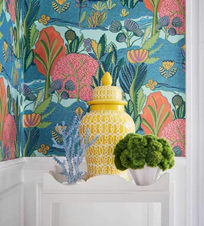 Albero Wallpaper - Green & Blue - Thibaut - T45009 - Premier Wallcovering