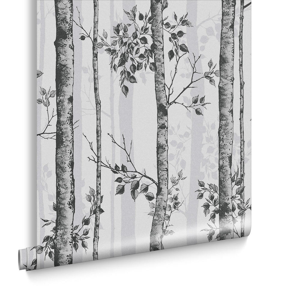 Albero Wallpaper - Black & White - Graham & Brown - 106424 - Premier Wallcovering