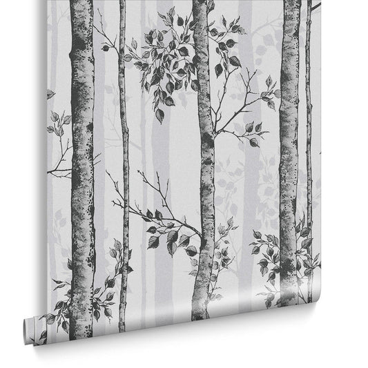 Albero Wallpaper - Black & White - Graham & Brown - 106424 - Premier Wallcovering