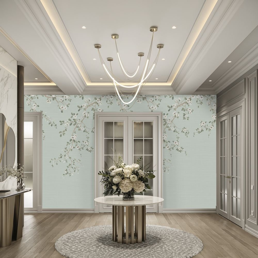 Alderbourne Mural Wallpaper - Pale Sage - Timothy Wilman - TW2502 - Premier Wallcovering